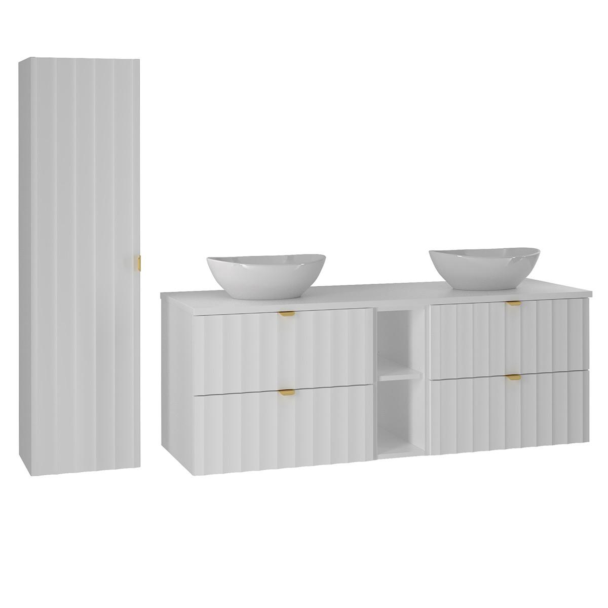 BADMÖBEL 140.6cm Lexa 2er-Set Weiß - Weiß, Holzwerkstoff (140.6/52.2/46.5cm) - Petits-meubles