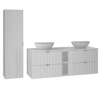 BADMÖBEL 140.6cm Lexa 2er-Set Weiß - Weiß, Holzwerkstoff (140.6/52.2/46.5cm) - Petits-meubles