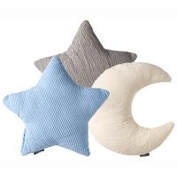 DEKOKISSEN 3er-Set Cremeweiß 35/35 cm Luna - Blau/Multicolor, Textil (30/35cm) - Beliani