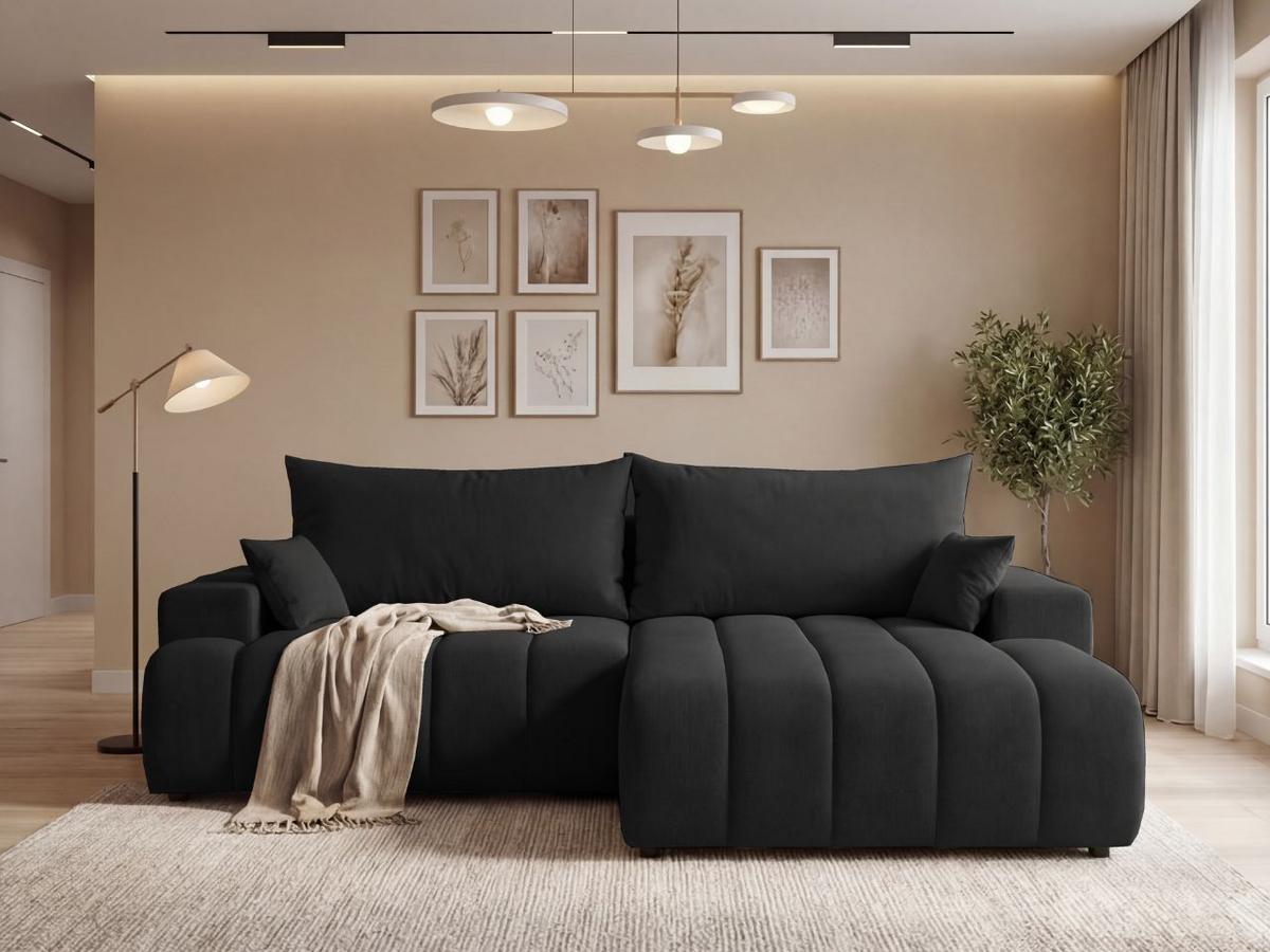 ECKSOFA Caleo Schwarz Rechts - Schwarz, Holz/Textil (270/170cm) - Graingold