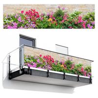 BALKON-SICHTSCHUTZ Blumen - Pflanzen - Blätter - Steine Witterungsbeständig 300x75 cm - Pink, Kunststoff (300/75cm) - MuchoWow