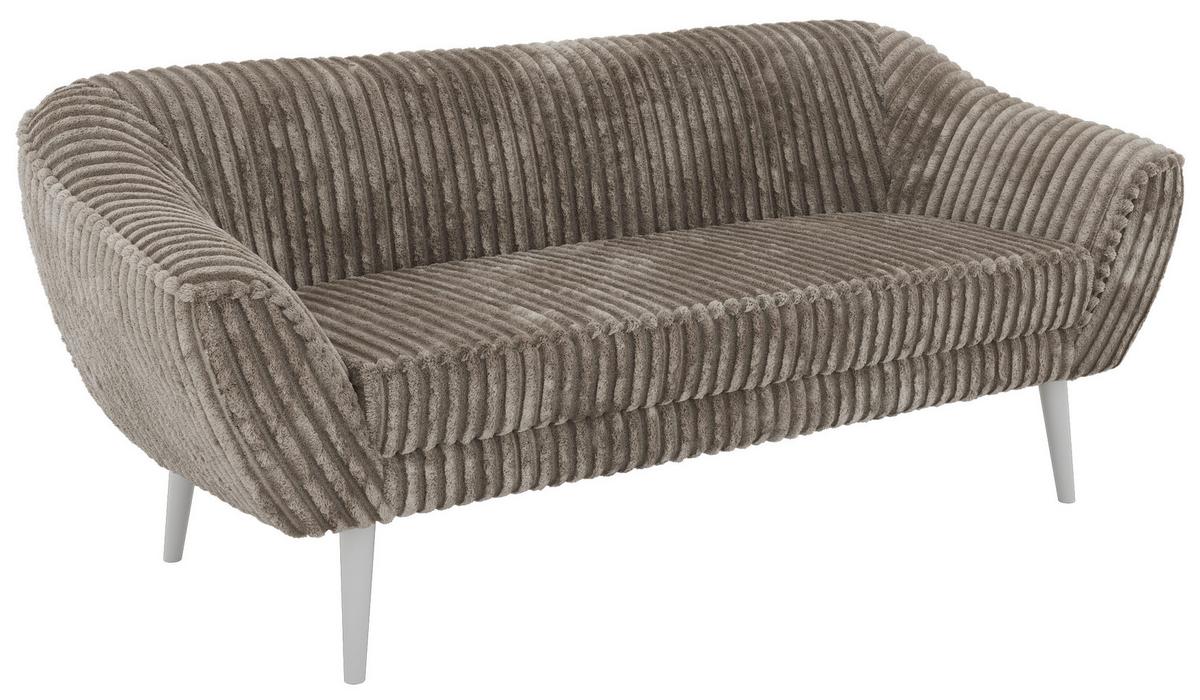 3-SITZER-SOFA PIRS - Hellbraun Cord - Weiße Beine - Hellbraun/Weiß, Holzwerkstoff/Textil (180/75/74cm) - MKS