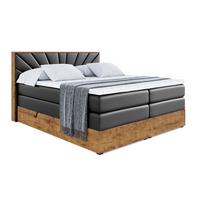 BOXSPRINGBETT mit Matratze H3|H4 und Lattenrost - LOLLI6 KING-200x200 - Schwarz - Schwarz, Holzwerkstoff (200/200cm) - ALTDECOR