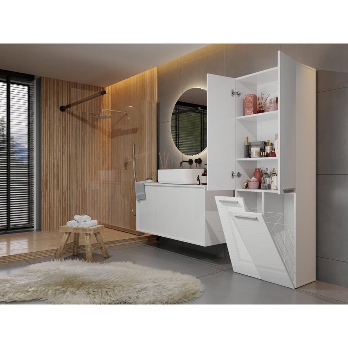 BADEZIMMERSCHRANK Weiß, Hochglanz Weiß 60/174/30 - Weiß, Holzwerkstoff (60/174/30cm) - RAUMHIRSCH FURNITURE