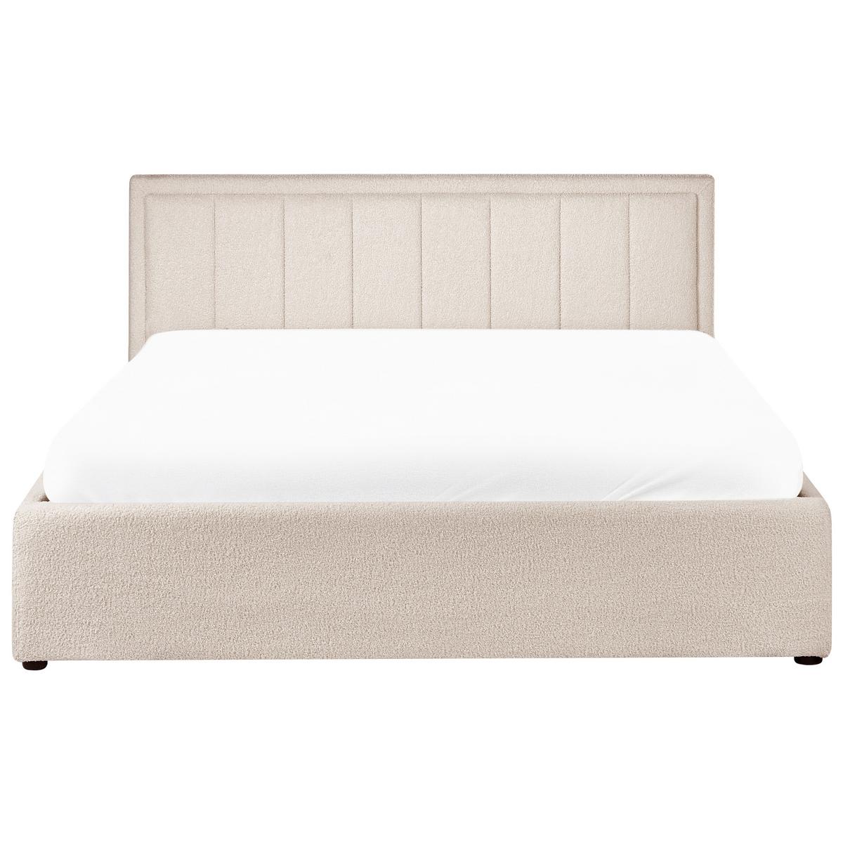 BETT mit Stauraum 160/200 cm Bouclé Beige Montlaur - Beige, Textil (160/200cm) - Beliani