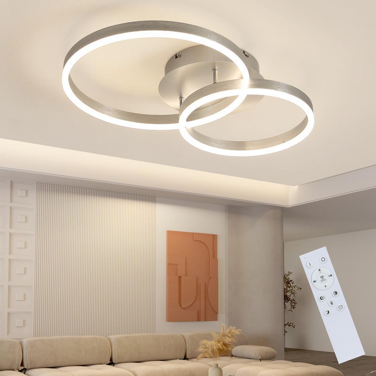 LED-DECKENLEUCHTE Emmendingen II 40/59cm - Silberfarben, Metall (40/59/12cm) - Nettlife