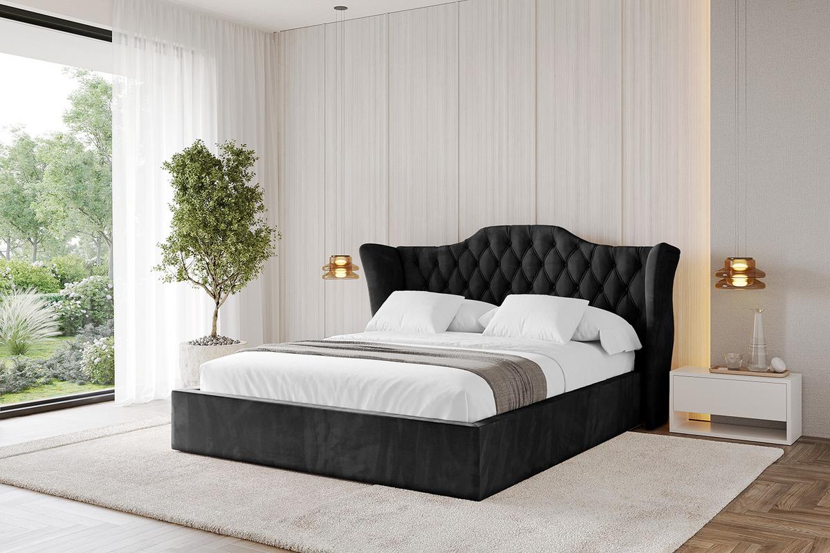 POLSTERBETT mit Bettkasten und Lattenrost, Boxbett ohne Matratze - ZORAN 140x200 Schwarz - Schwarz, Holzwerkstoff/Textil (140/200cm) - ALTDECOR
