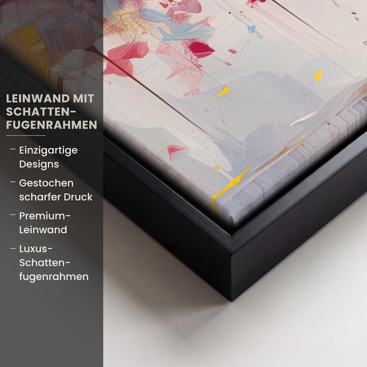 LEINWAND Bilder mit Rahmen - Aquarell - Baum - Kunst - Abstrakt - 70x50 - Multicolor, Textil (70/50cm) - MuchoWow