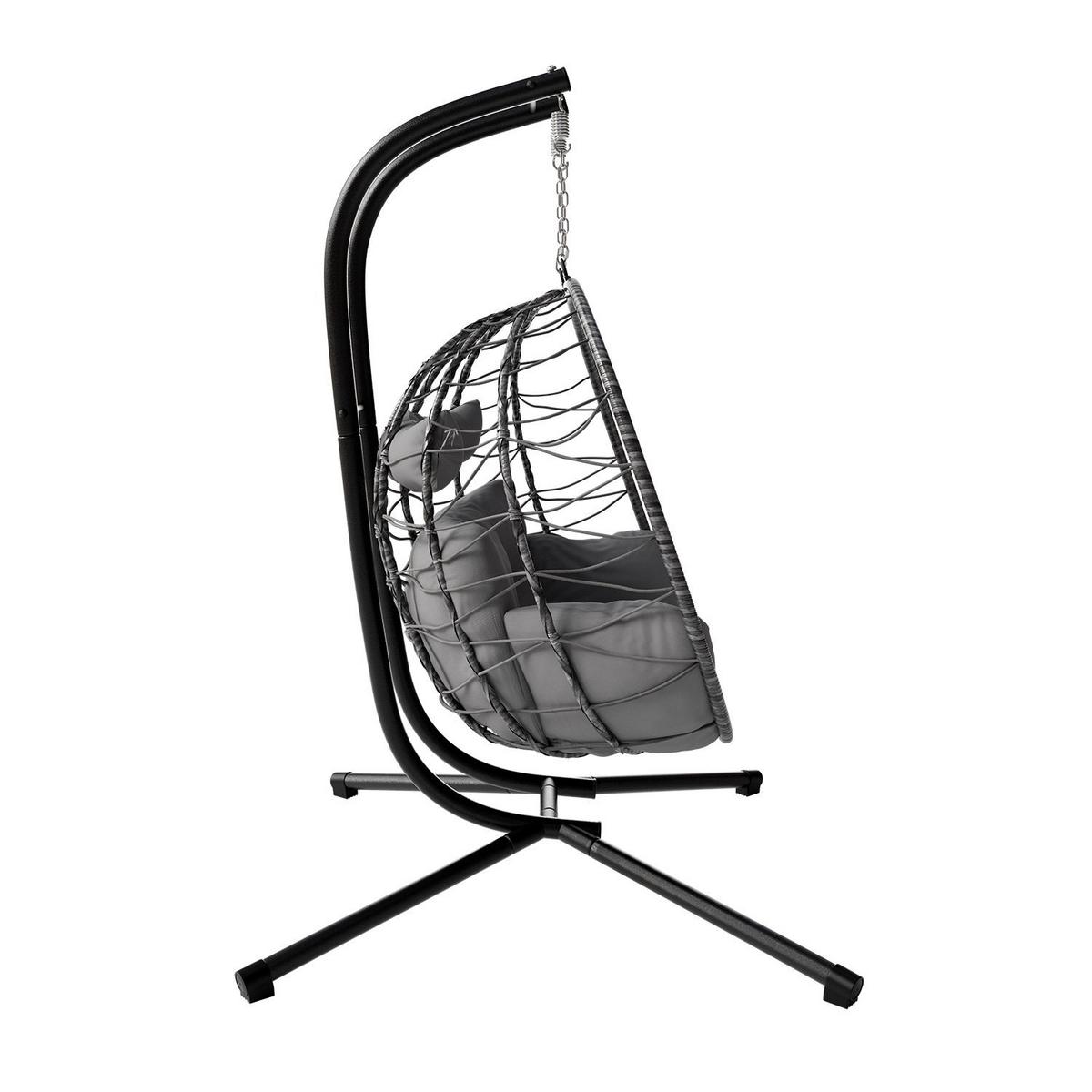 XXL-KORBHÄNGESESSEL Aria grau inkl. waschbare Bezüge - Grau, Kunststoff/Metall (130/197/127cm) - Juskys
