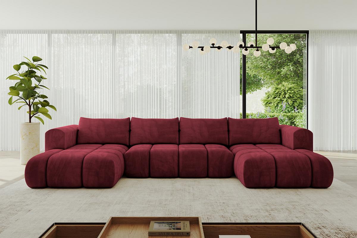WOHNLANDSCHAFT CLOUD-U 405x185x90 Bordeaux Velours - Bordeaux, Holzwerkstoff/Kunststoff (405/90/185cm) - ALTDECOR