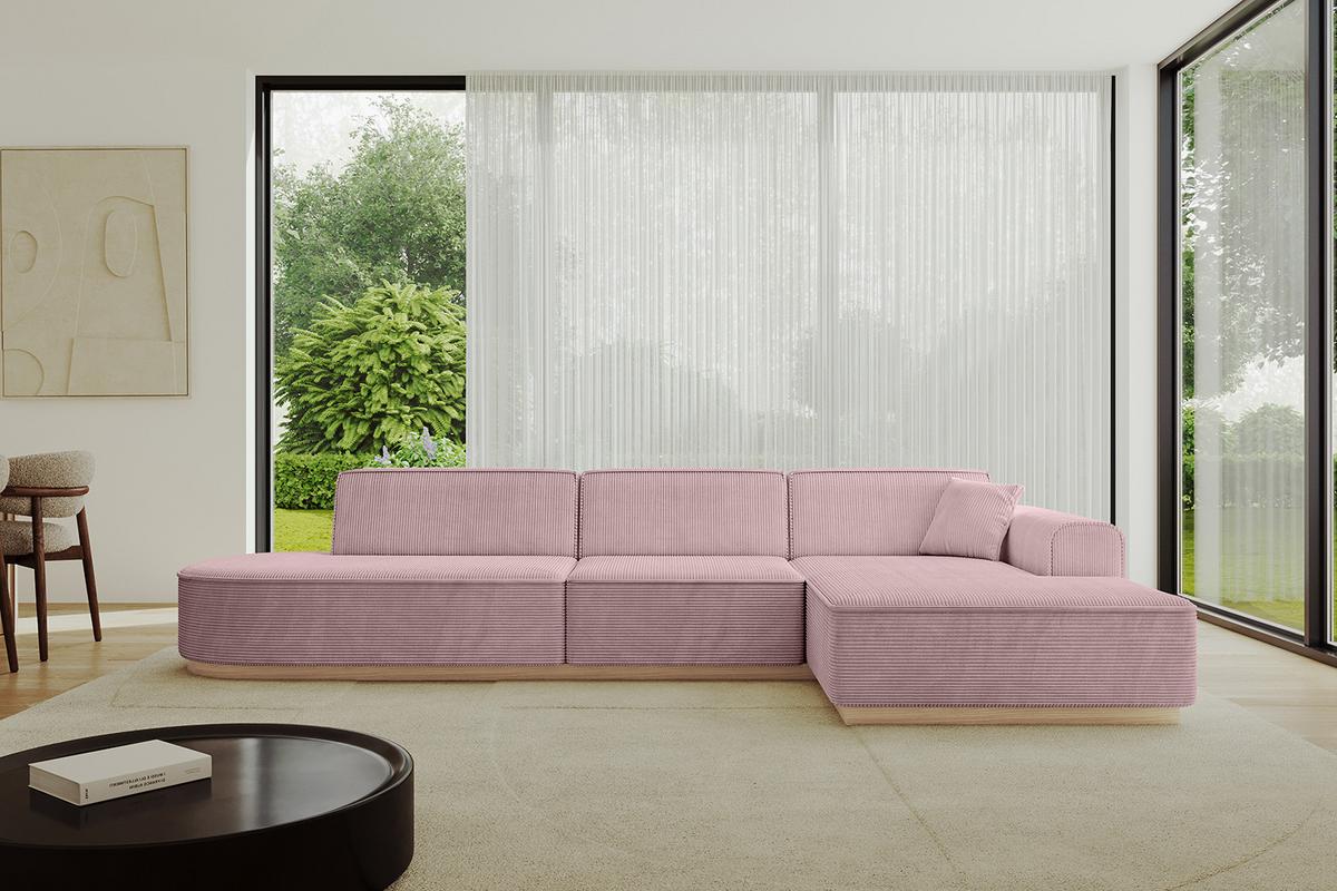 ECKSOFA Ottomane Rechts IREA-L2 - 327x165x80 cm Rosa - Rosa, Holzwerkstoff/Textil (327/165cm) - ALTDECOR
