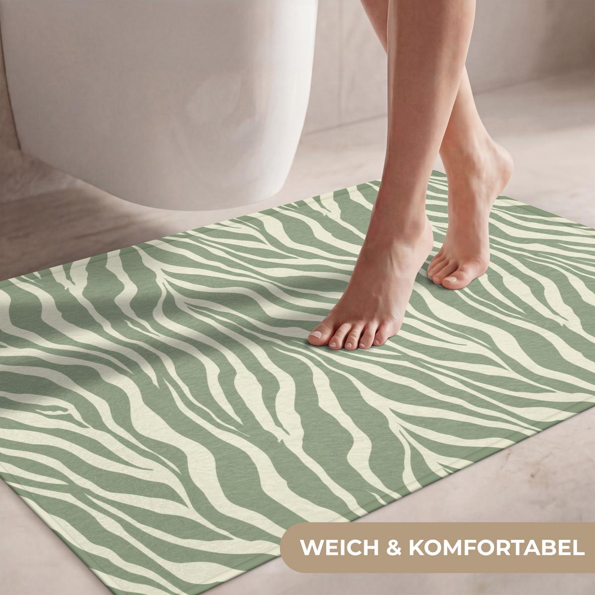 WC-VORLEGER Zebra - Motiv - Grün Toilettenteppich 90x60 cm - Salbeigrün, Textil (90/1cm) - OnlyWow