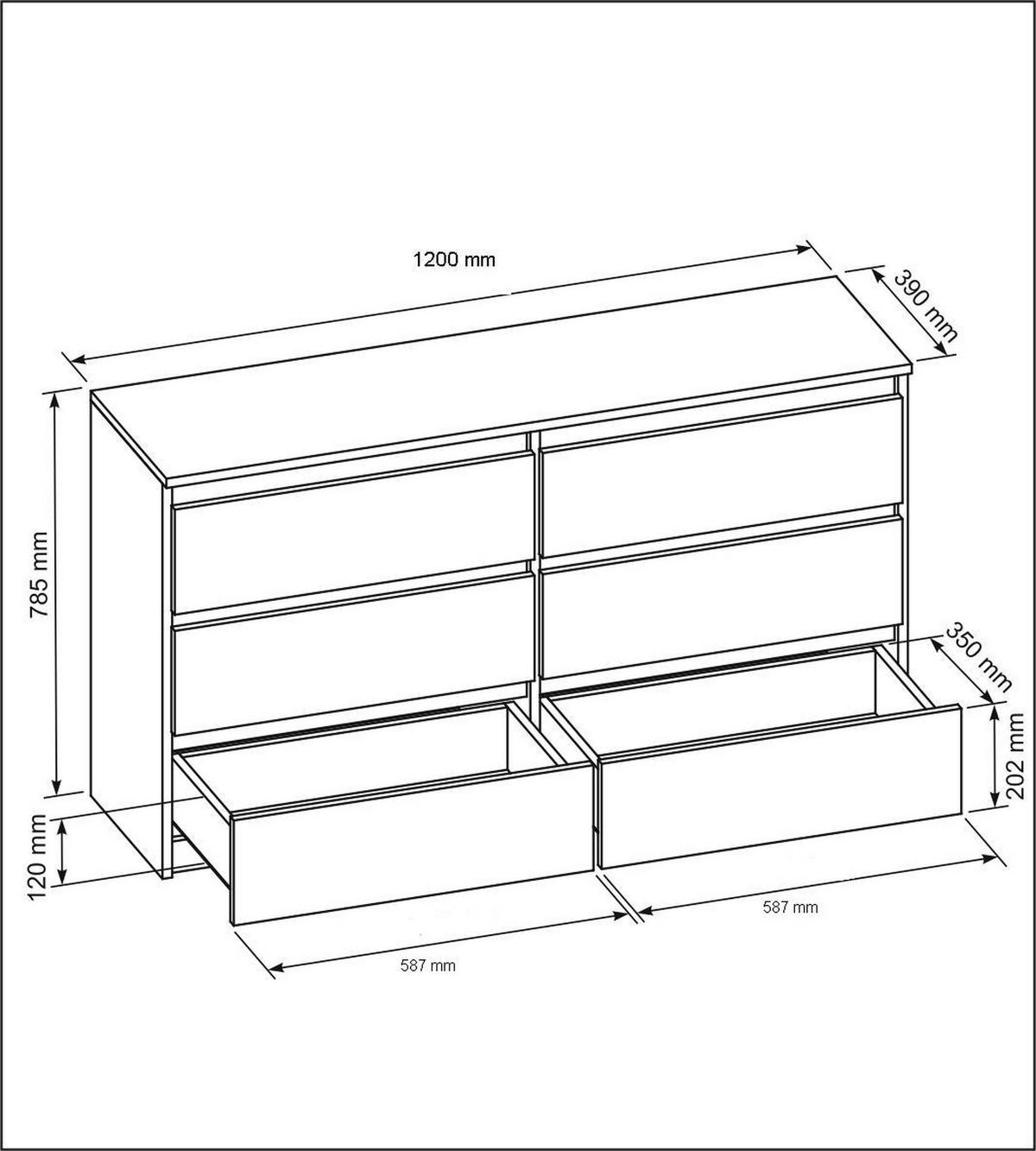 KOMMODE Schwarz, Hochglanz 120/79/39 - Schwarz Hochglanz/Schwarz, Holzwerkstoff (120/79/39cm) - RAUMHIRSCH FURNITURE