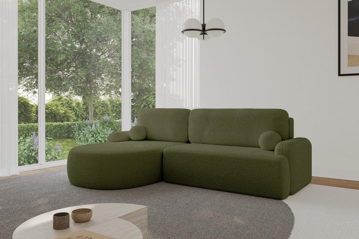 ECKSOFA mit Schlaffunktion und Bettkasten LIRA-L - 264x172x89 Grün - Grün, Holzwerkstoff/Textil (264/172cm) - ALTDECOR