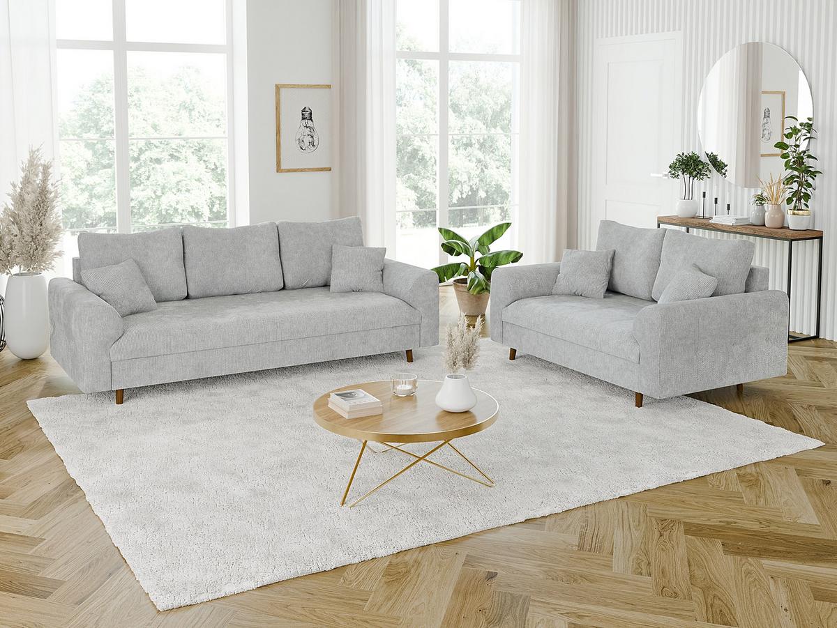 2-SITZER-SOFA Sigurd Hellgrau Chenille - Hellgrau/Braun, Holz/Textil (150/81/93cm) - S-Style Möbel