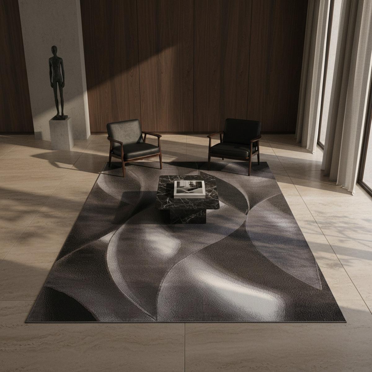 TEPPICH Kurzflor INN in Braun, mit abstraktem Wellenmuster, 140 x 200 cm - Braun, Textil (200/140cm) - KADIMA DESIGN