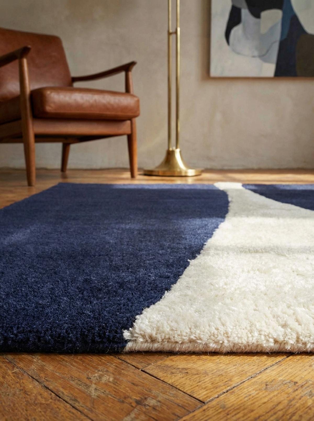 WOLLTEPPICH HULL-Tickton, abstrakt, Dunkelblau, 200 x 300 cm - Blau, Textil (300/200cm) - KADIMA DESIGN