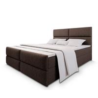 BOXBETT MULEN 200x200 cm mit Matratze und Topper, H2+H3 - Braun - Braun, Holz (200/200cm) - MASSENO