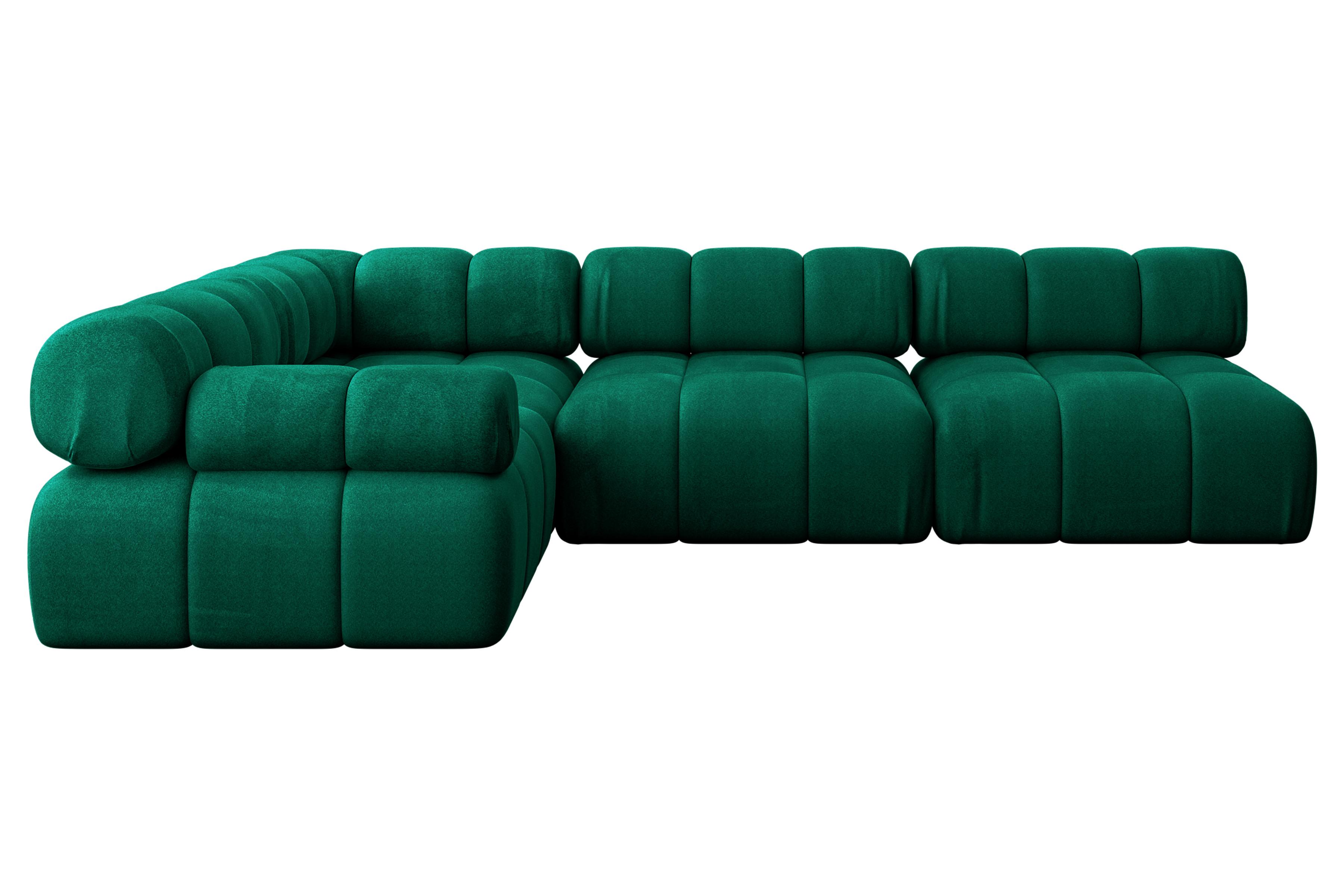 ECKSOFA modulares Sofa Mende-L2 - 285x190x70 cm Dunkelgrün Velours - Dunkelgrün, Holzwerkstoff/Textil (285/190cm) - ALTDECOR