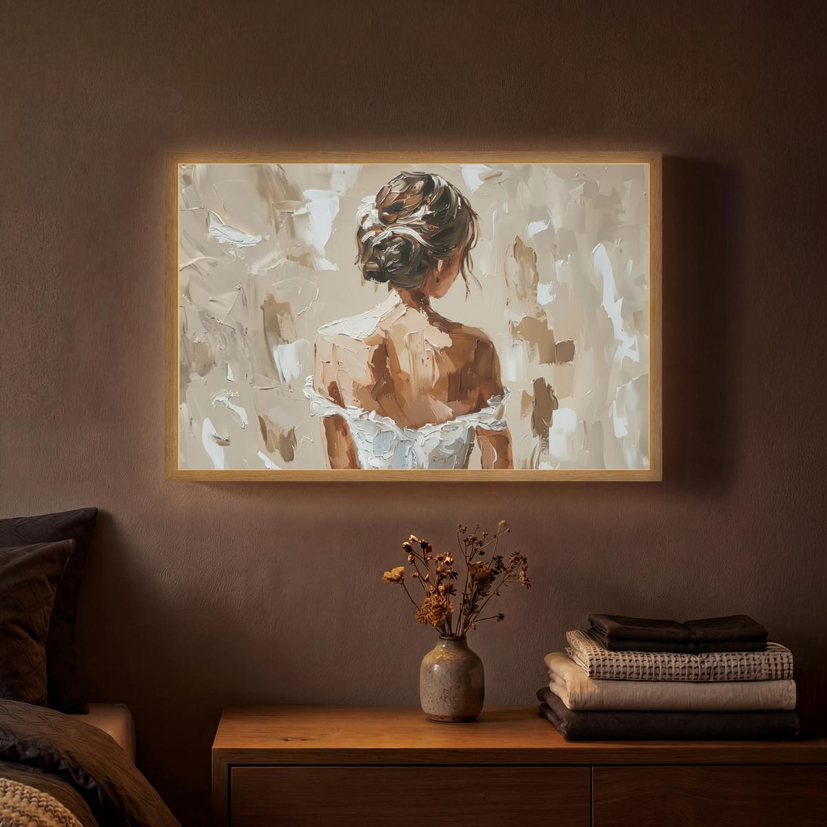 WANDLEUCHTE MIT AKKU Frau - Farbe - Abstrakt - Beige - Modern 60x40 cm - Hellbraun, Holzwerkstoff (60/40/8cm) - OnlyWow