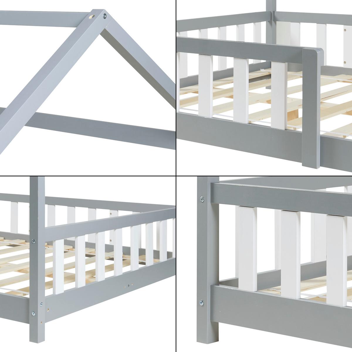 HAUSBETT Hesel - Grau, Holz (120/200cm) - [en.casa]