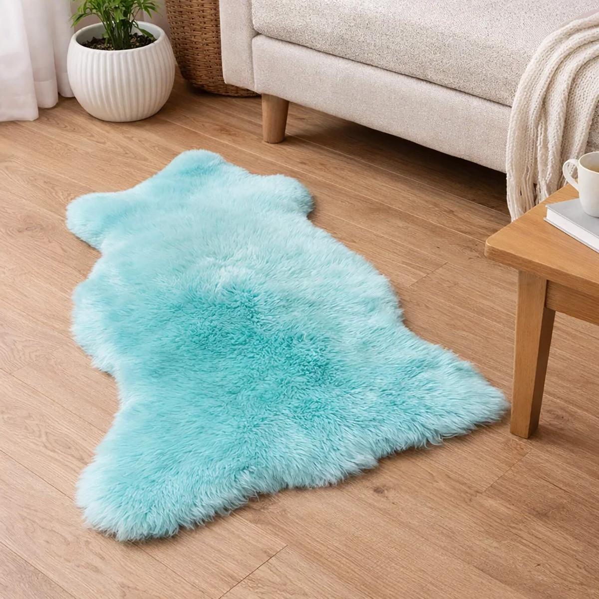 LAMMFELL Öko bunt gefärbt weich Fell Teppich Türkis ca. 90 cm - Türkis, Fell (50/90cm) - Provellus