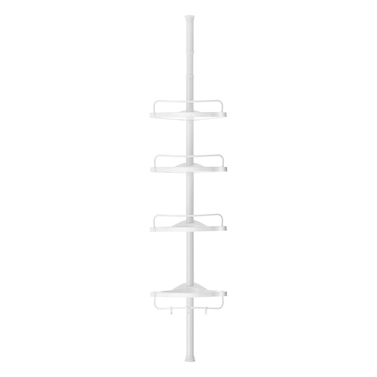 DUSCHREGAL mit 4 Ablagen - H85/305 cm, verstellbar - Weiß, Metall (25/85/7cm) - Calicosy