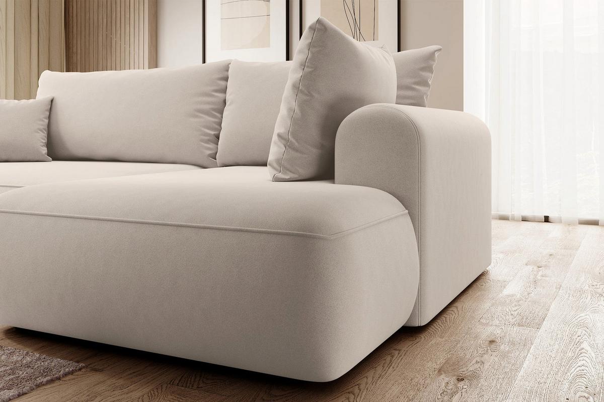 ECKSOFA Ovo Hellbeige Samt - Beige/Schwarz, Kunststoff/Textil (165/260cm) - Selsey