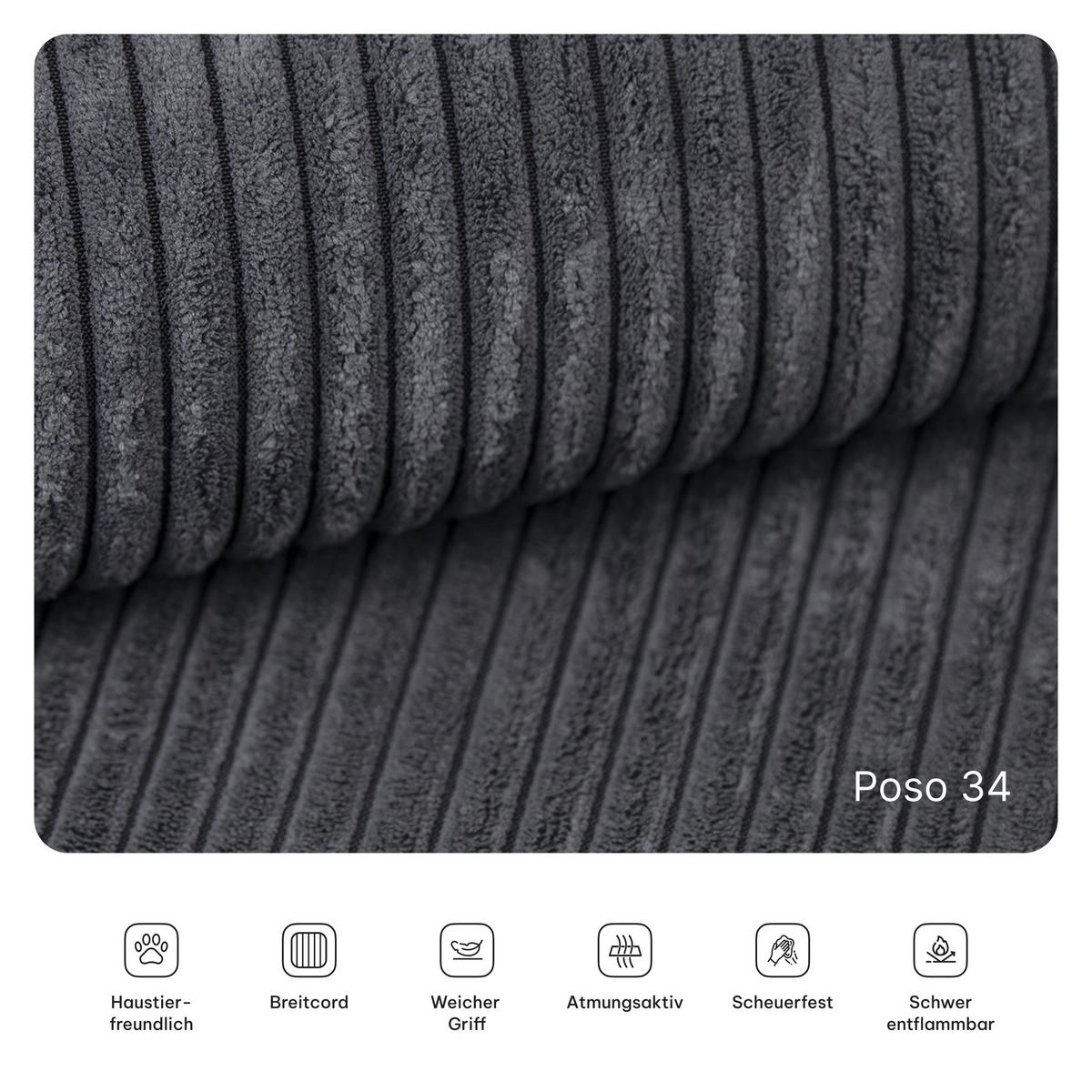ECKSOFA ETERA modulares Boneless Sofa mit Schlaffunktion Grau Kordstoff - Dunkelgrau, Textil (270/160cm) - MASSENO