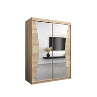 SCHWEBETÜRENSCHRANK 200/150/62 2-türig - Silberfarben/Sonoma Eiche, Holz/Kunststoff (150/200/62cm) - MÖBEL KRYSPOL