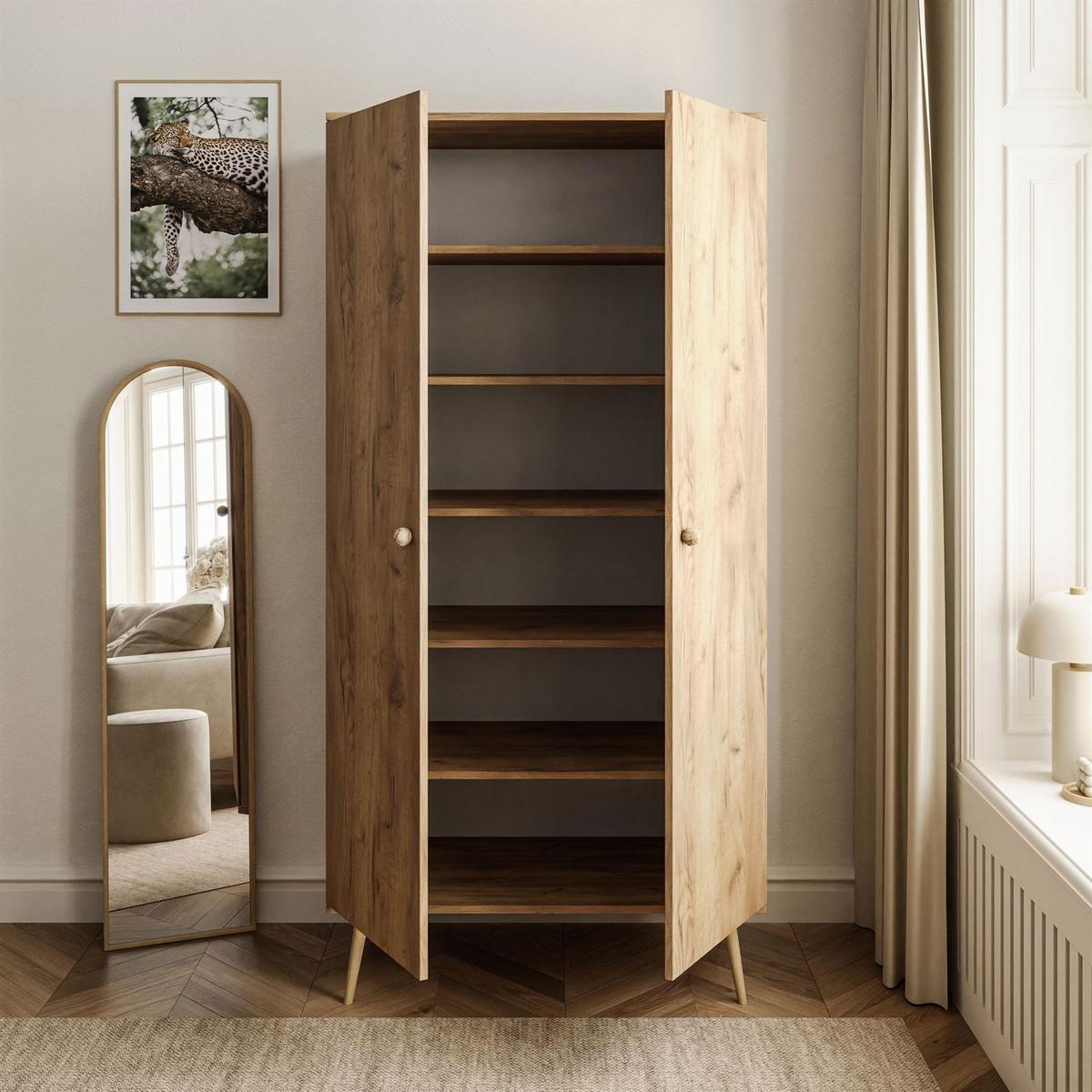 KLEIDERSCHRANK Zweitüriger HARMONY Craft Gold Eiche - Eichefarben, Holzwerkstoff (87/212/41cm) - Lookway