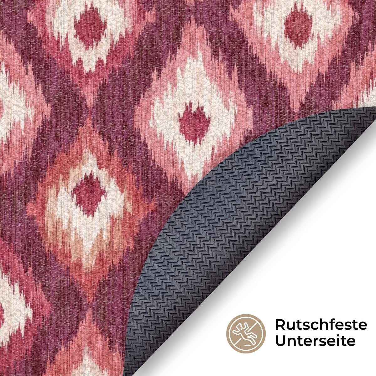 FUSSMATTE Diamantformen - Rosa - Muster - Textur Flurteppich 90x90 cm - Beere, Kunststoff (90/0.4cm) - MuchoWow