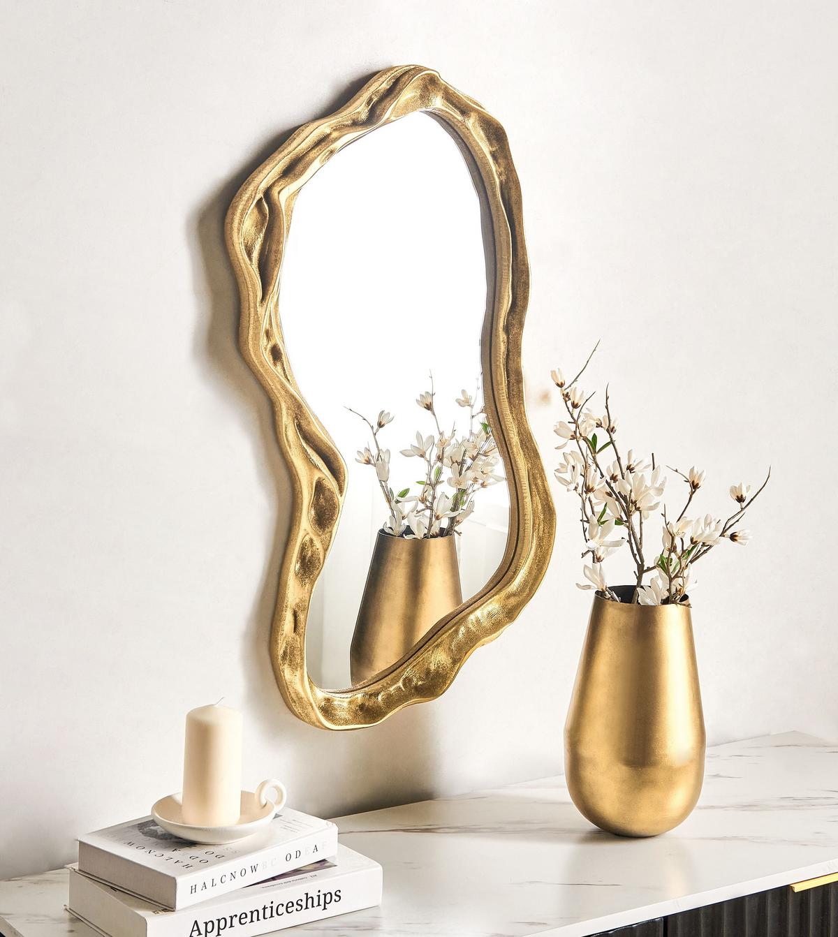 WANDSPIEGEL 38/75 cm Gold Sery - Goldfarben, Glas (38/75/6cm) - Beliani
