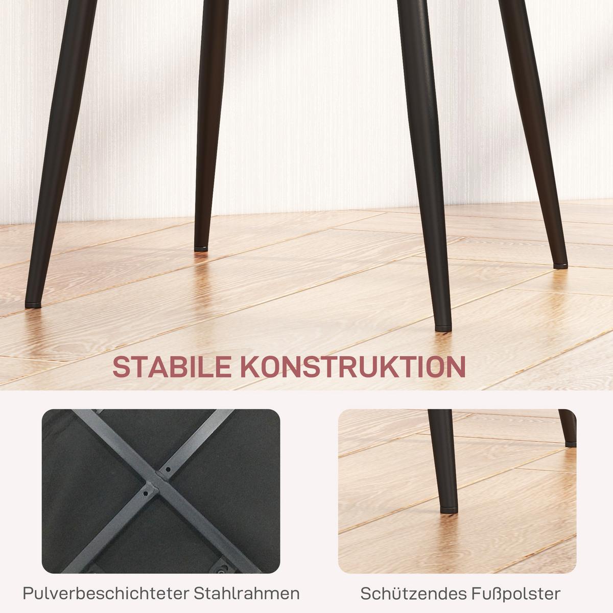 ESSZIMMERSTÜHLE 4er Set Küchenstuhl mit Rückenlehne, Samtoptik, Sessel Rosa - Rosa, Kunststoff (54/87/45cm) - HOMCOM