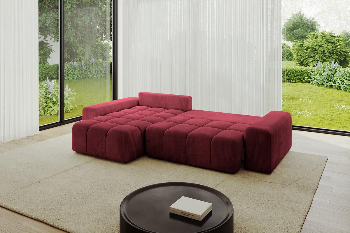 ECKSOFA Ottomane links ENIL-L 297x189x68 Bordeaux Velours - Bordeaux, Holzwerkstoff/Kunststoff (297/189cm) - ALTDECOR