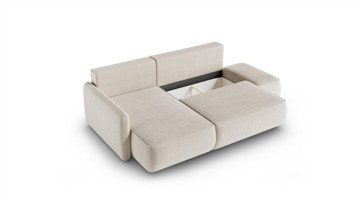 ECKSOFA Luka Mit Schlaffunktion - Beige, Holzwerkstoff/Textil (229/148cm) - Fun Möbel