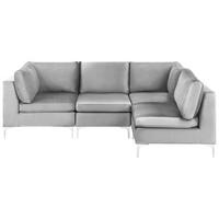 ECKSOFA Modul 4-Sitzer linksseitig Grau Samtstoff Evja - Dunkelgrau, Textil (235/150cm) - Beliani