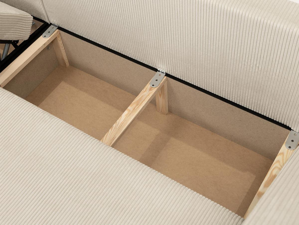 WOHNLANDSCHAFT Kris U Cord - Schwarz/Sahara, Holz/Kunststoff (304/80/140cm) - MIRJAN24