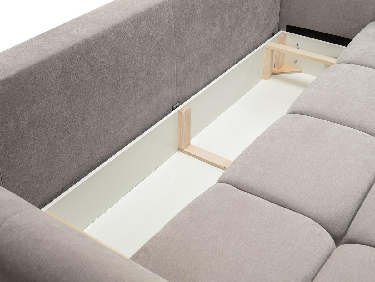 BETTSOFA MODA Beige Chenille-Stoff mit Schlaffunktion - Beige, Holz (245/86/110cm) - MASSENO