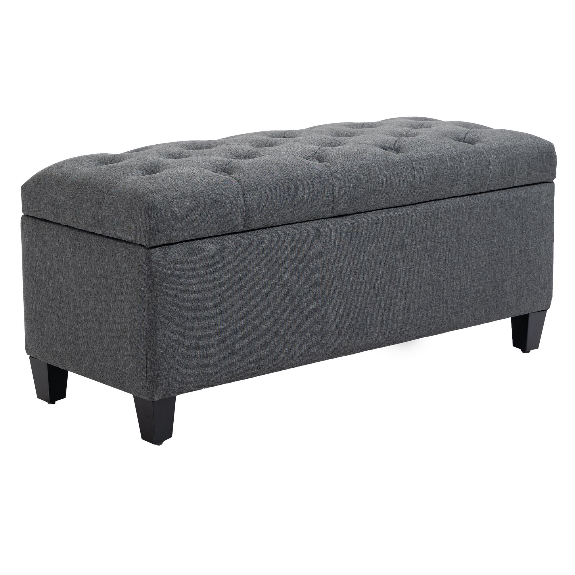 TRUHENBANK leinenartiges Polyester holz Dunkelgrau - Dunkelgrau, Kunststoff (40/44/100cm) - HOMCOM