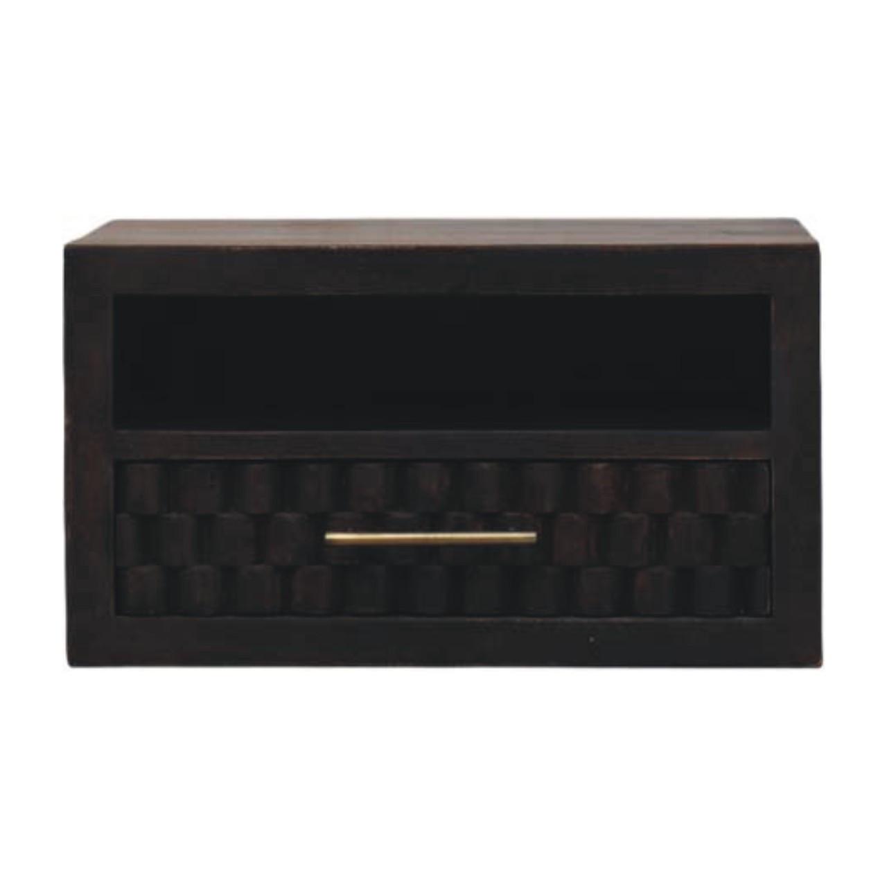 NACHTTISCH Rich-Velvet-Mocha-Finish, 1 Schublade, 1 offenes Fach, Dunkelbraun - Dunkelbraun, Holz (32/25/45cm) - Artisan Furniture