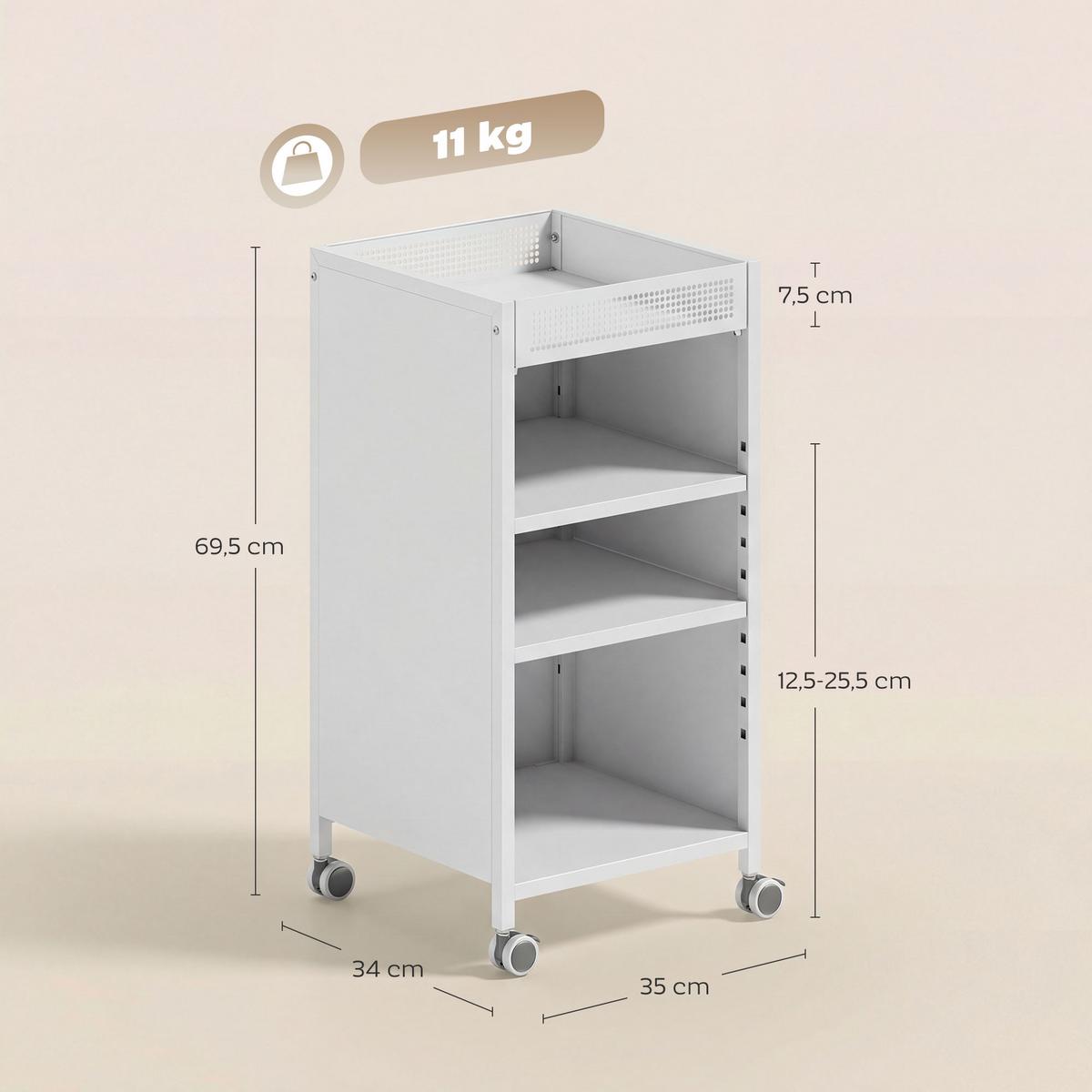 BÜCHERREGAL Metall Kunststoff Weiß - Weiß, Metall (34/69.5/35cm) - HOMCOM