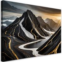 WANDBILD abstrakte berge minimalismus - Schwarz, Textil (60/40cm) - Feeby