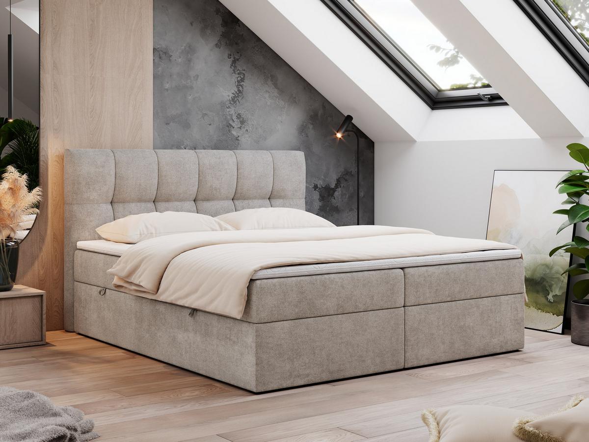 BOXBETT RICO 200/200 Beige Struktur - H3 - Beige, Holz/Textil (200/200cm) - MKS