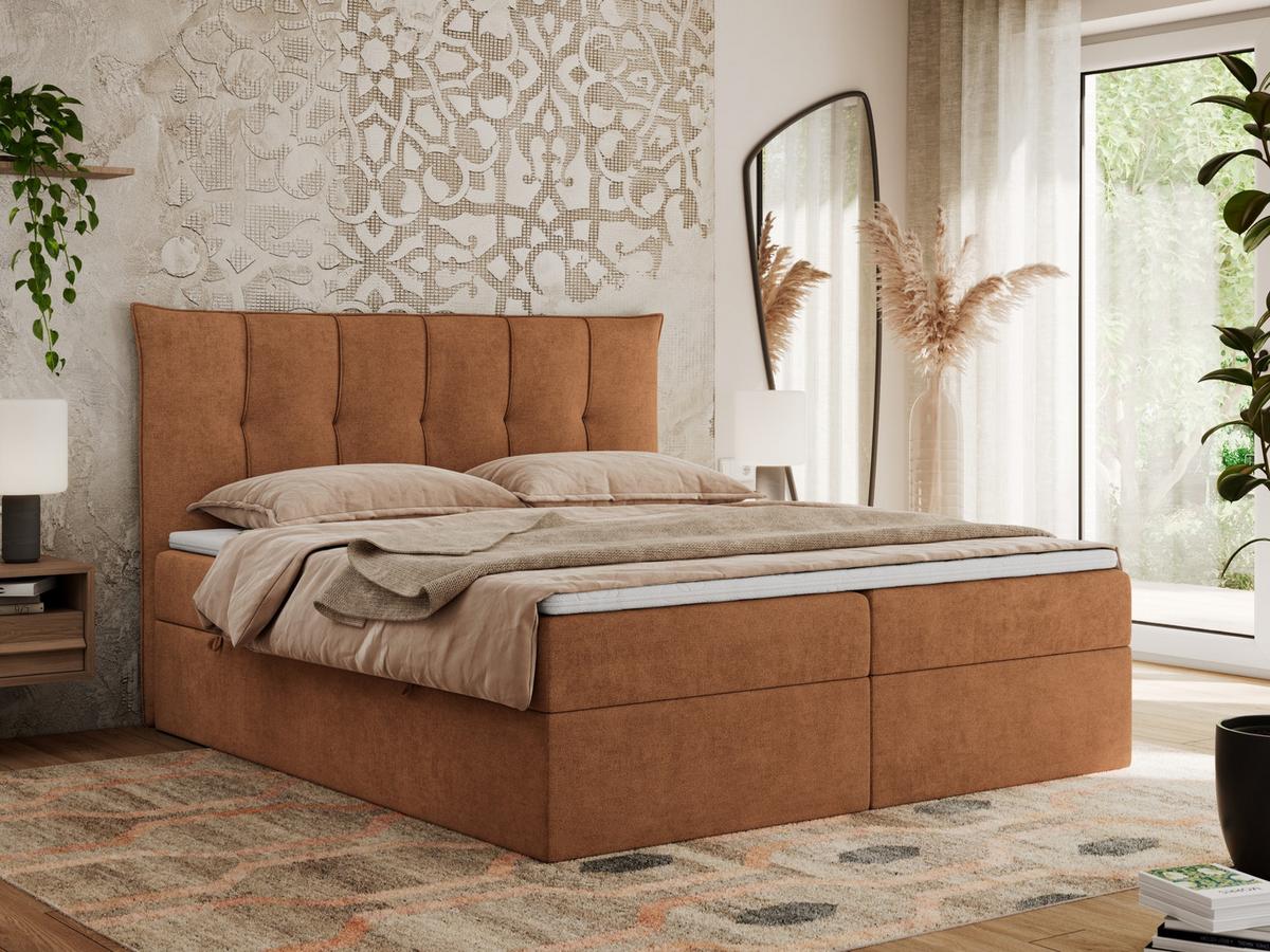 BOXBETT PREMIUM 10 140/200 Orange Struktur - H4 - Orange, Holz/Textil (140/200cm) - MKS