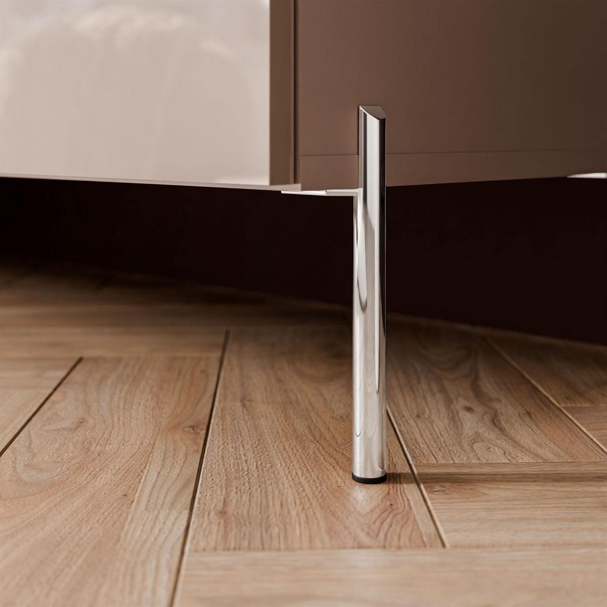 TV-SCHRANK COLGANTE 100 Kaschmir Hochglanz, ohne LED, Gerade silberne Füßen - Chromfarben/Kaschmir, Holzwerkstoff (100/50/40cm) - Lookway