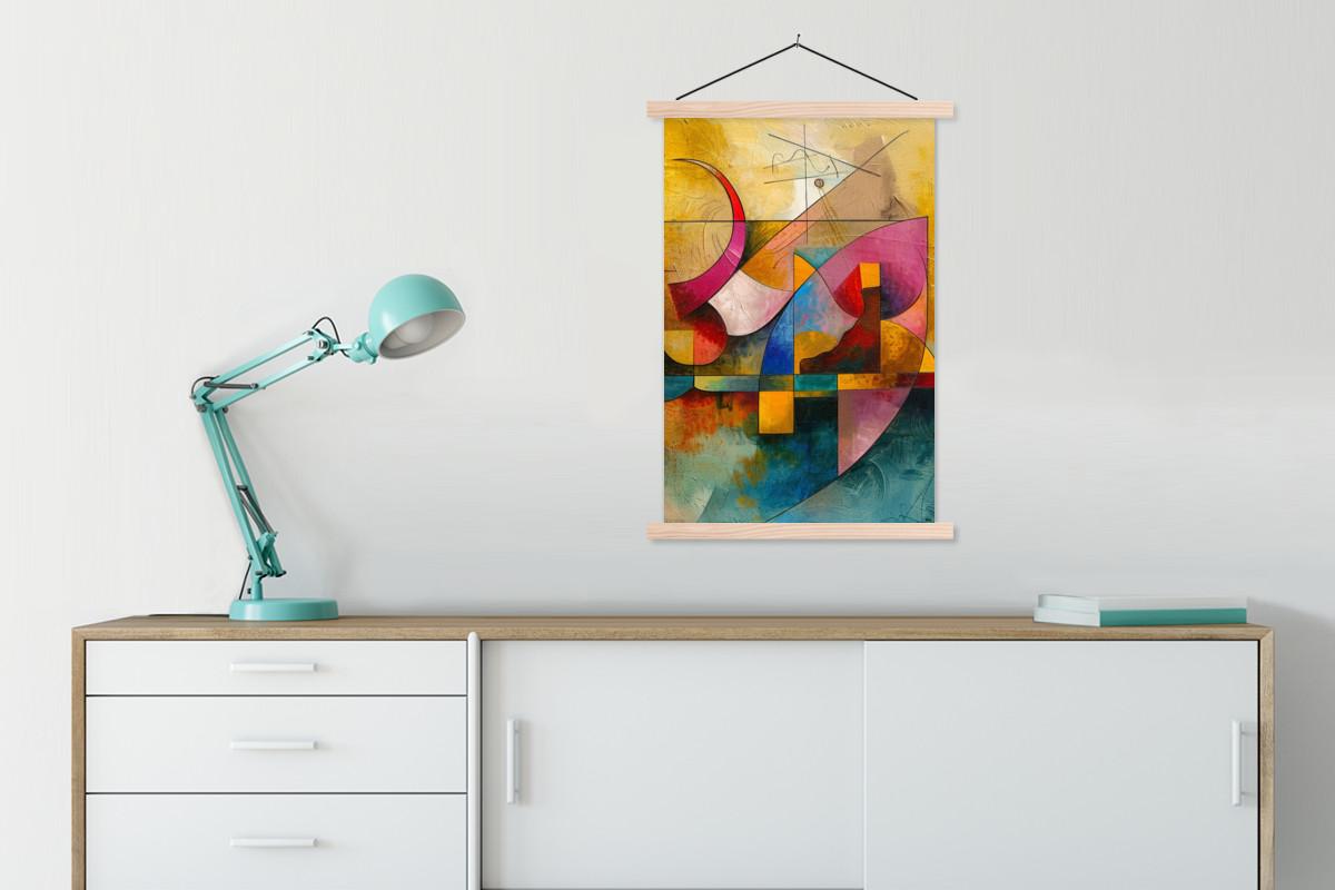 POSTER MIT MAGNETLEISTEN Kunst - Abstrakt - Modern Wandbild Schlafzimmer 60x90 cm - Gelb, Textil (60/90/0.15cm) - MuchoWow