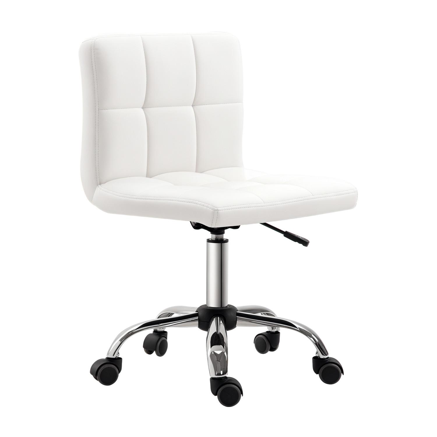 BÜROSTUHL, Ergonomischer Schreibtischstuhl ohne Armlehne für Büro, Kunstleder - Weiß, Kunststoff (46/92/51cm) - HOMCOM
