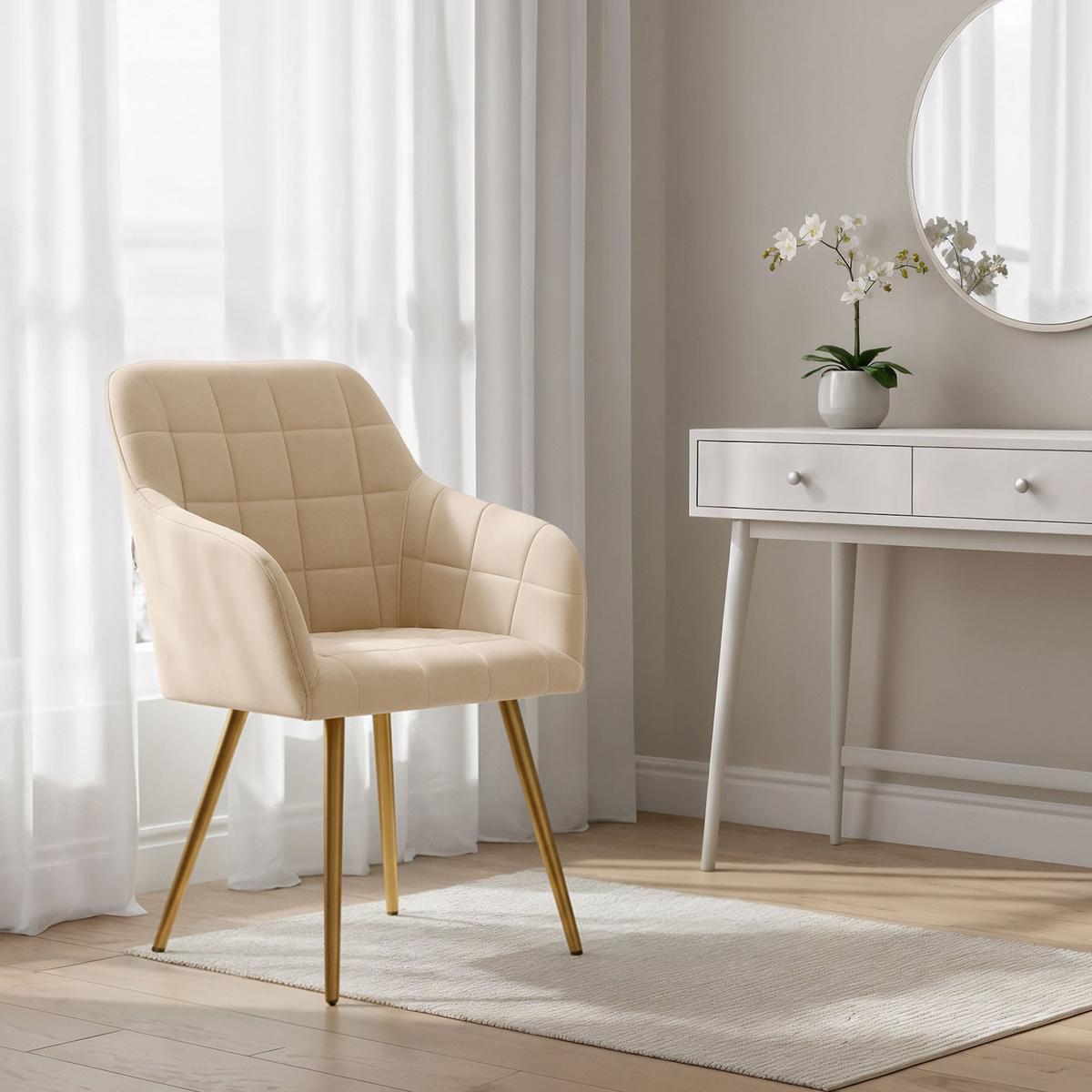 POLSTERSTUHL 6er Set, Metallbeine Beige, Gold 54/82/58 - Beige, Textil (54/82/51cm) - RAUMHIRSCH FURNITURE