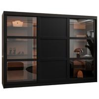 SCHWEBETÜRENSCHRANK 200/250/62 3-türig - Schwarz, Holz/Kunststoff (250/200/62cm) - Abiks Möbel